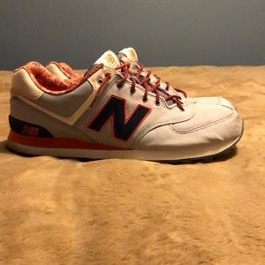 New Balance 574 Grey/Navy/Orange, Ice Soles